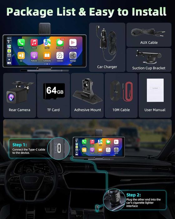 Мултимедия- дисплей 10,3 инча Carplay Android Auto Display с 4K Dashca