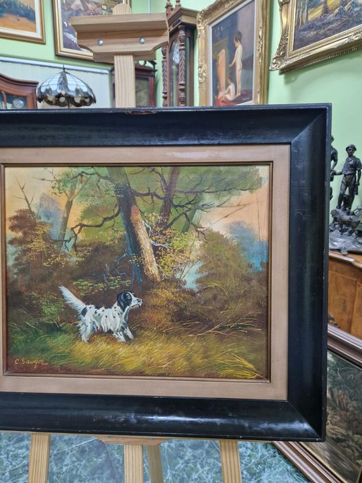 Чудесна антикварна авторска картина масло върху платно