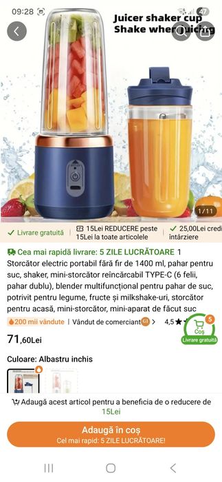 Mixer blender fructe shaker fitness sală bebe reducere 50% !!!