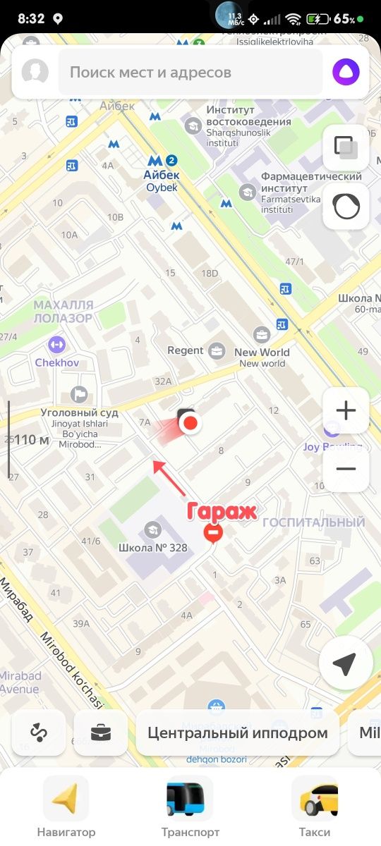 Garaj 3х6=18kvm (sentr, metro oybek)
