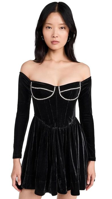 Уникална кадифена рокля Bardot