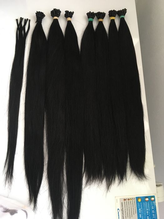 Extensii par cheratina negru#1,45-50-60cm human hair 100 suvite/set