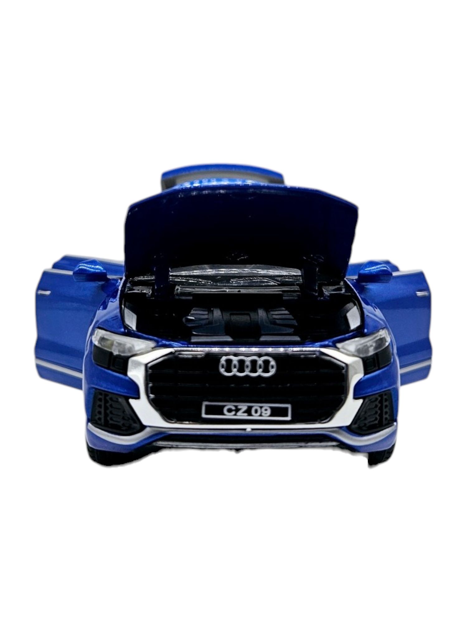 Masina metalica Audi Q8, Sunete si lumini, Usi mobile,16cm, Albastru