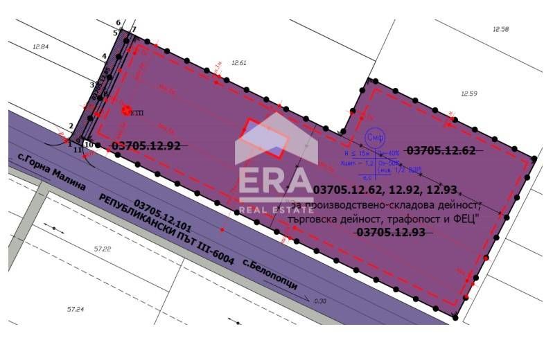 Парцел с 188 м. лице на републикански път III-6004, Горна Малина – Бел