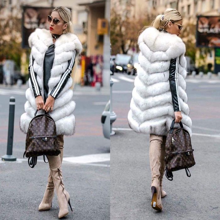 Haină de blană naturală Vulpe Polara, mărimea S