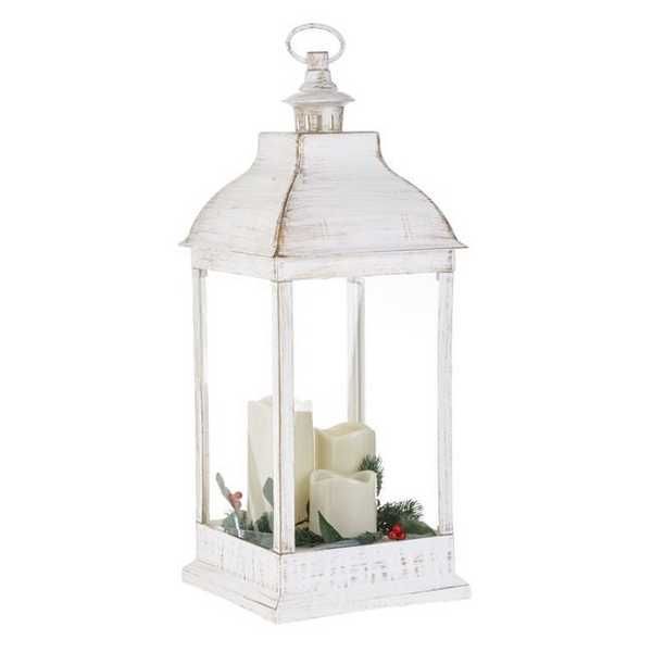 Коледен LED фенер Mercado Trade, 3бр. свещи, Бял