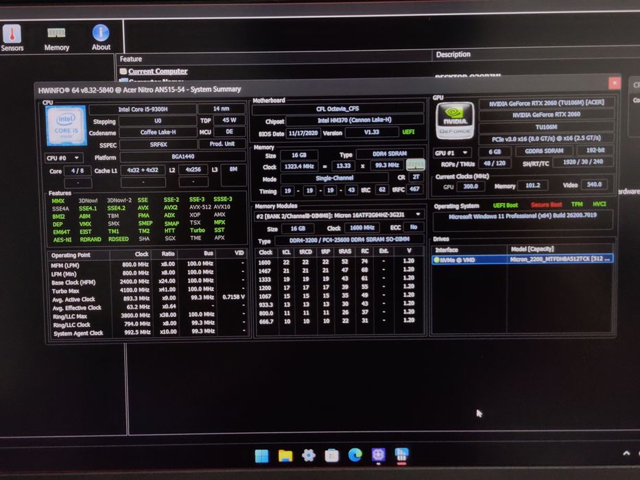 Laptop Gaming ACER NITRO 5 RTX 2060