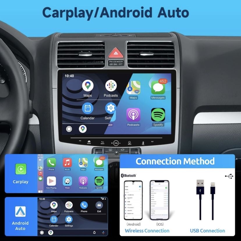 Navigatie Auto Wierless CarPlay 10” Radio Stereo gps Bluetooth. NOU!