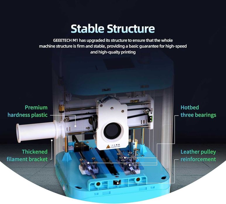 Geeetech M1 Mini 3D принтер за начинаещи 250mm/s автолевелиране