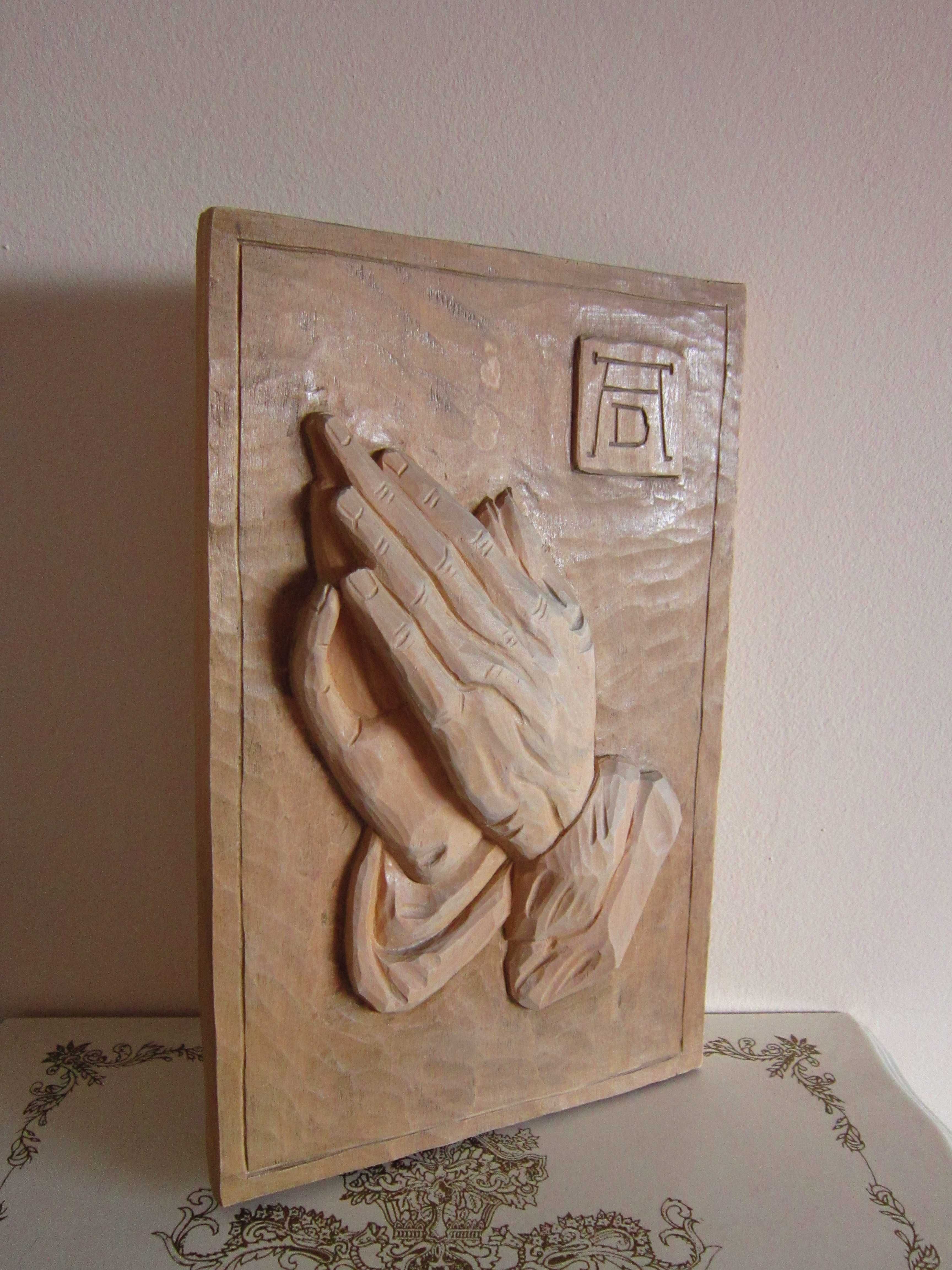 cadou rar Maini de rugaciune sculptura lemn dupa Durer, Germania 1969