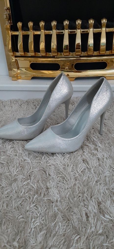 Pantofi stiletto silver/argintii 40