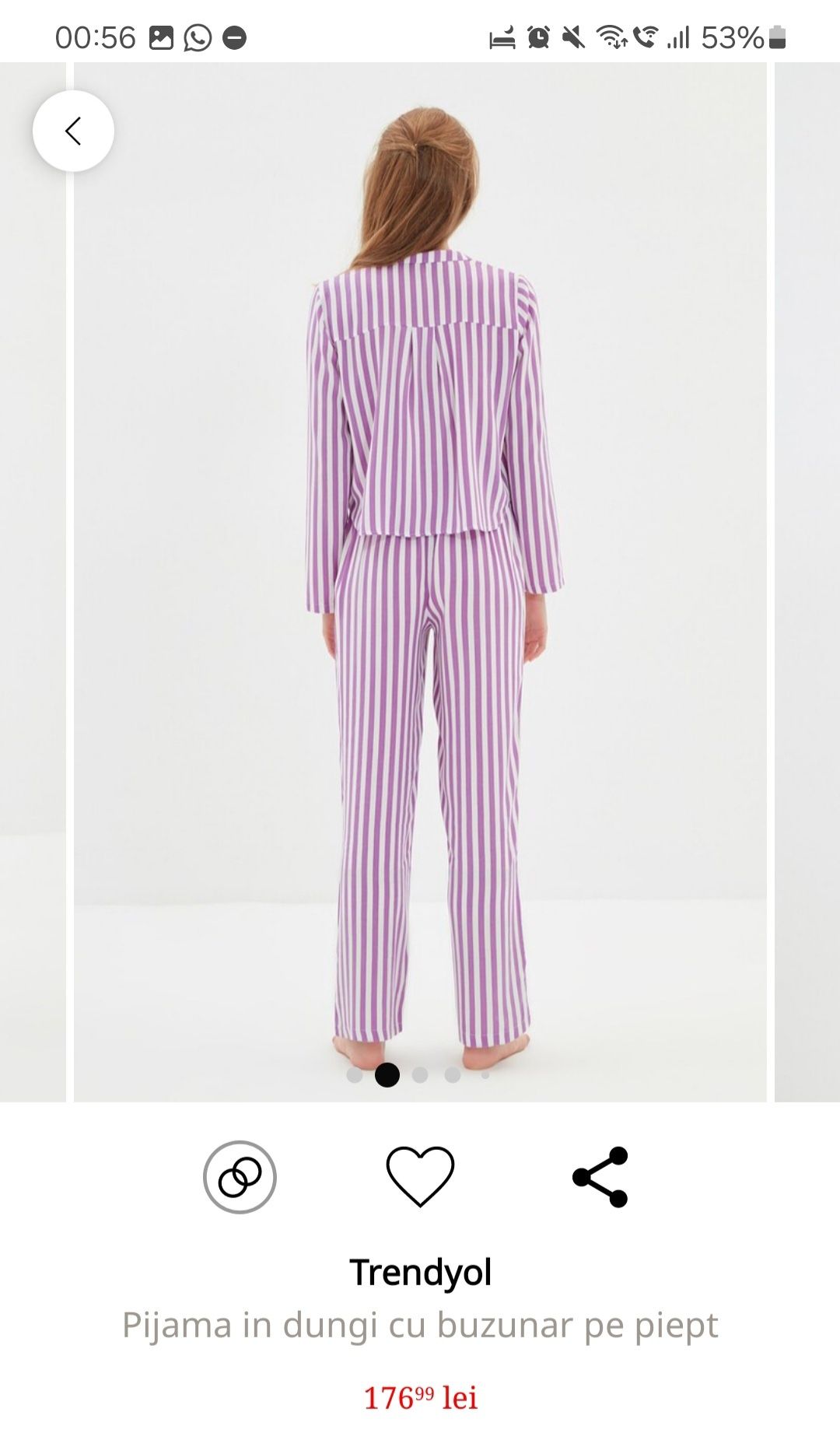 Pijama mov camasa cu pantaloni lungi
