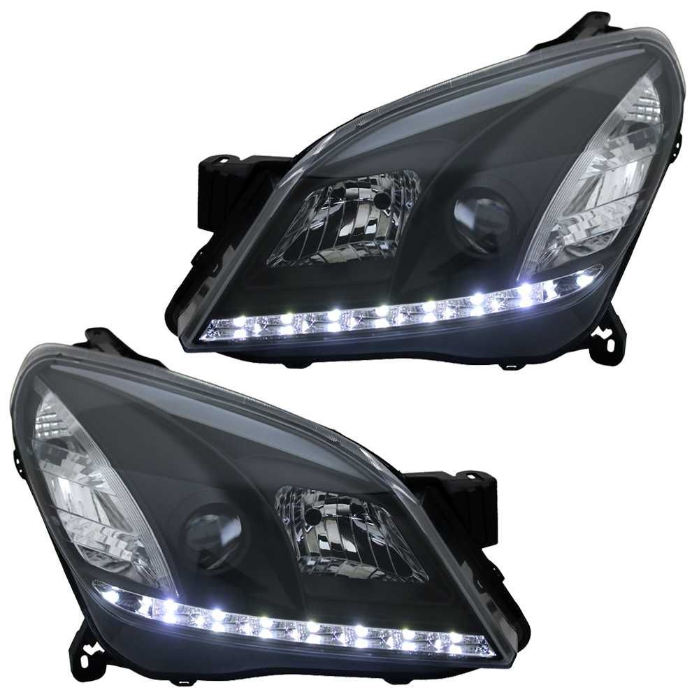 Фарове Опел Астра H Черни ЛЕД LED Седан Комби Opel Astra Х Н GTC ГТЦ