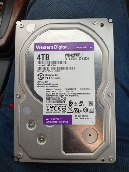 Жесткий диск western digital purple 4 tb