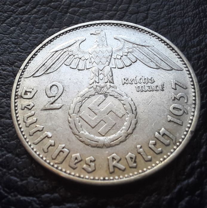 Стара сребърна монета 2 марки 1937 г. буква Е  Германия- прекрасна !