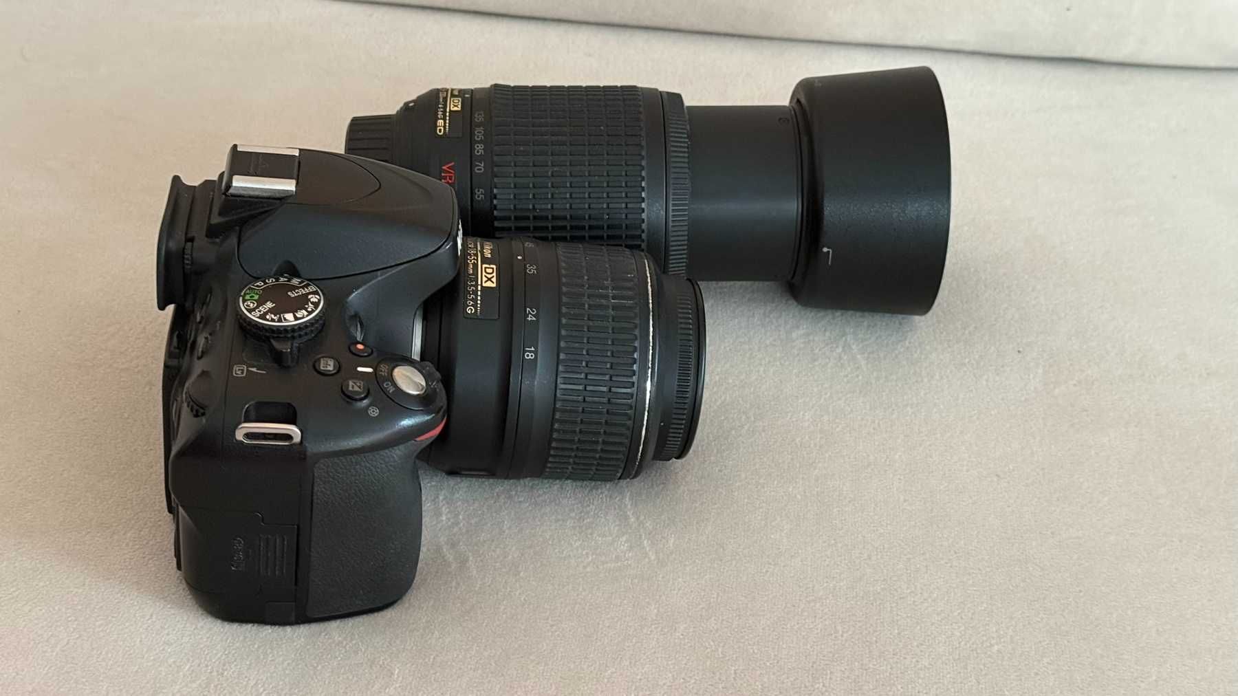 Nikon D5100 + обектив 18-55мм (китов) + обектив 55-200мм + аксесоари