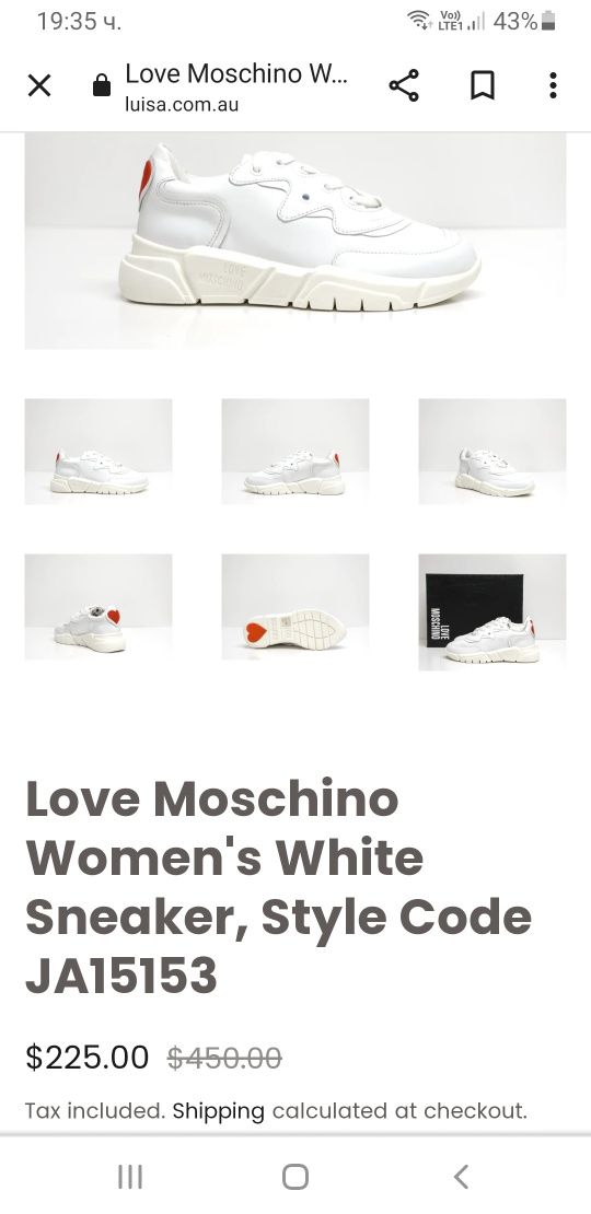 LOVE MOSCHINO Leather Sneakers Size 36- 23см ОРИГИНАЛ! ЕСТ Кожа!