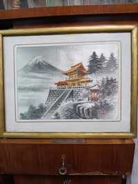 Două tablouri japoneze broderie mătase