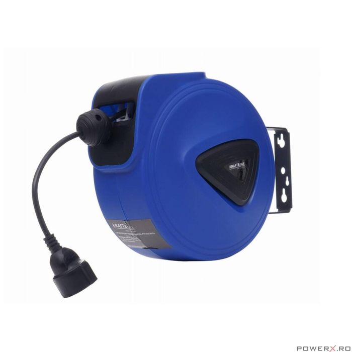 Cablu electric prelungitor, 15 m, pe tambur retractabil, Kraft