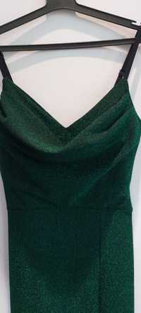 Официална зелена дълга рокля
