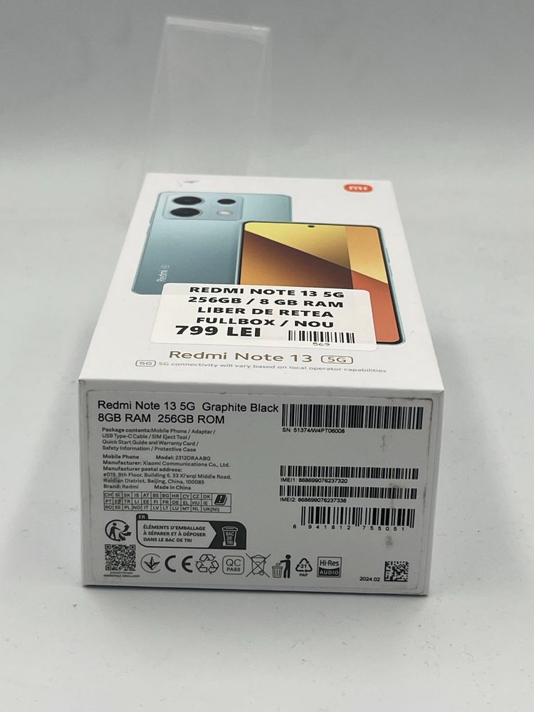 Redmi Note 13  5g Fullbox sigilat 8/256 gb Cod 569