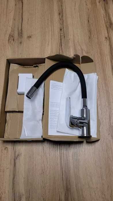 Baterie chiuveta bucatarie, neagra, flexibila