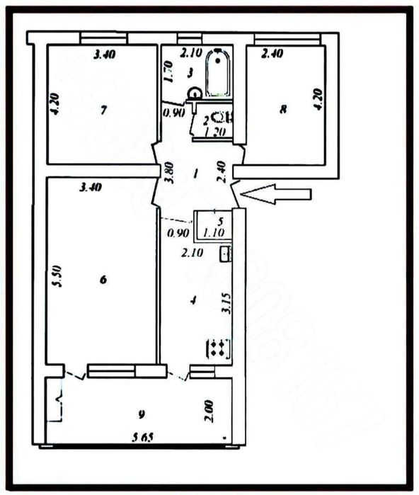 Продаю квартиру в Яшнабадском районе Авиасозлар-2, 3х комнатная 70м2