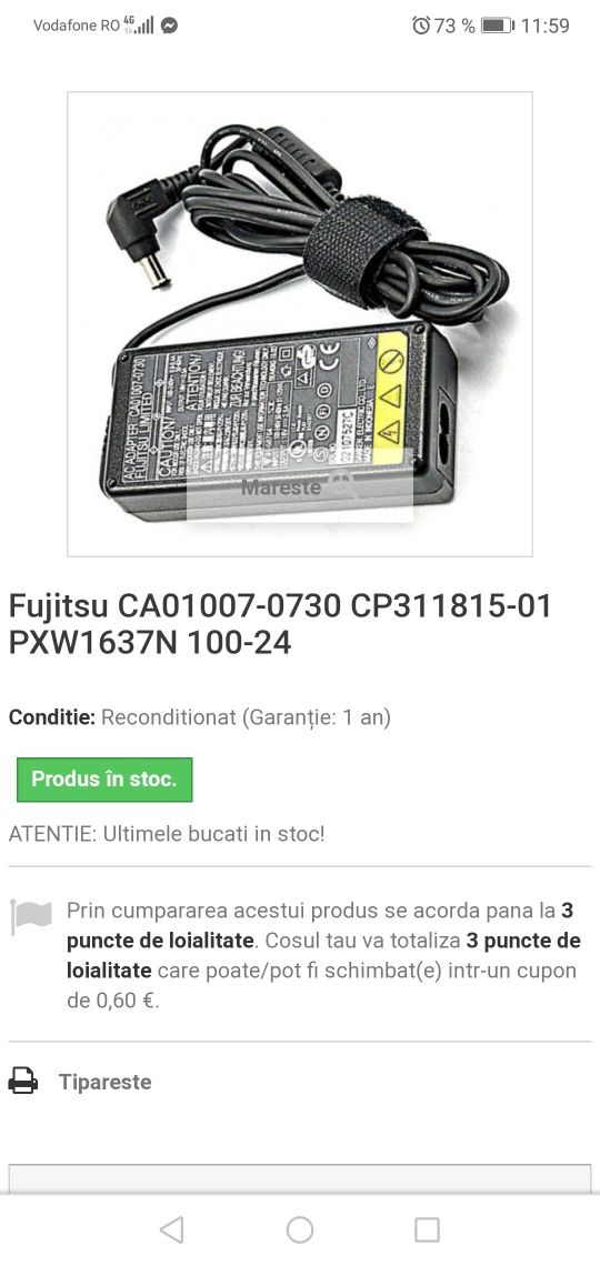 Încărcător Fujitsu Limited CA01007-0730