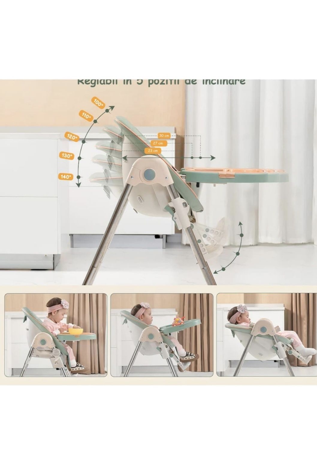 Scaun de masă pentru bebeluși, vârsta 6-72 luni