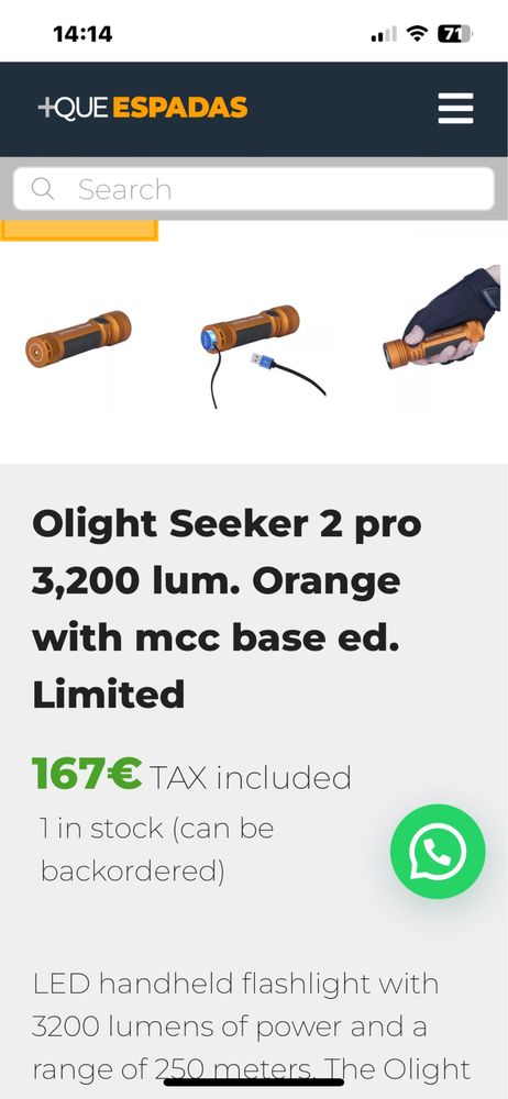 Olight Seeker 2 Pro 3200 лумена Three Cree XP-L HD CW LED тактичеки