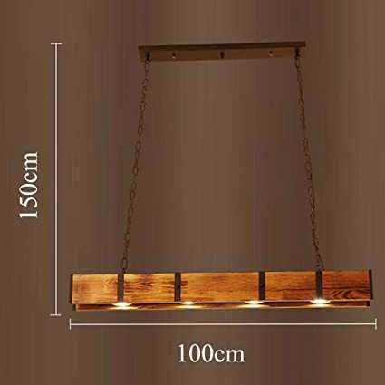 LED лед висяща лампа полилей, Дървена греда рустик ретро метал синджир
