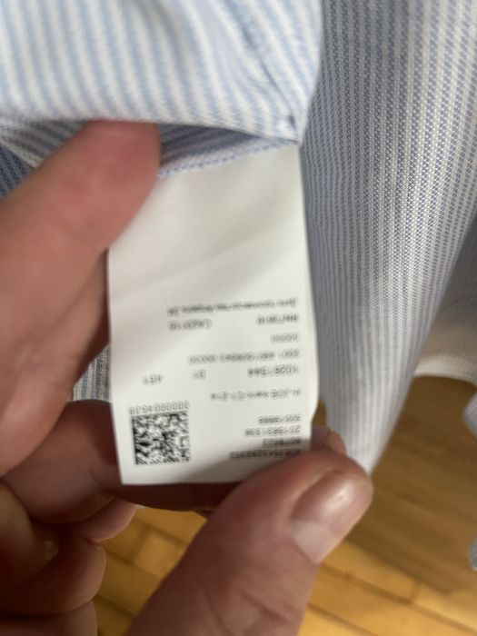 Мъжка риза Boss, сини раиета, EUR44, Памук