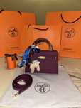 Geanta Hermes Kelly 19cm Mov/Piele naturala 100%/Punga/Cutie Hermes