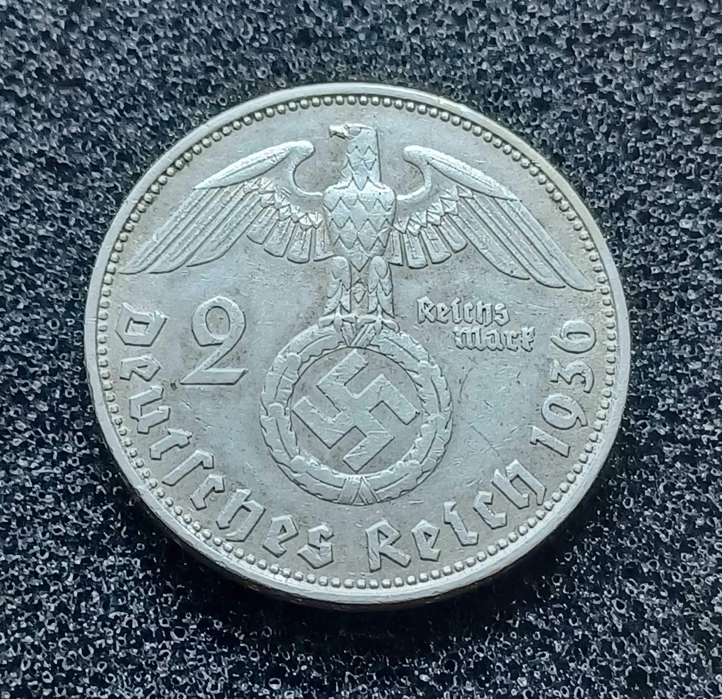 Rara moneda germania WW2, argint 2 marci 1936 D, ff rara