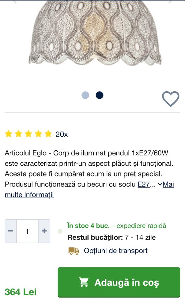 Pendul corp de iluminat Eglo