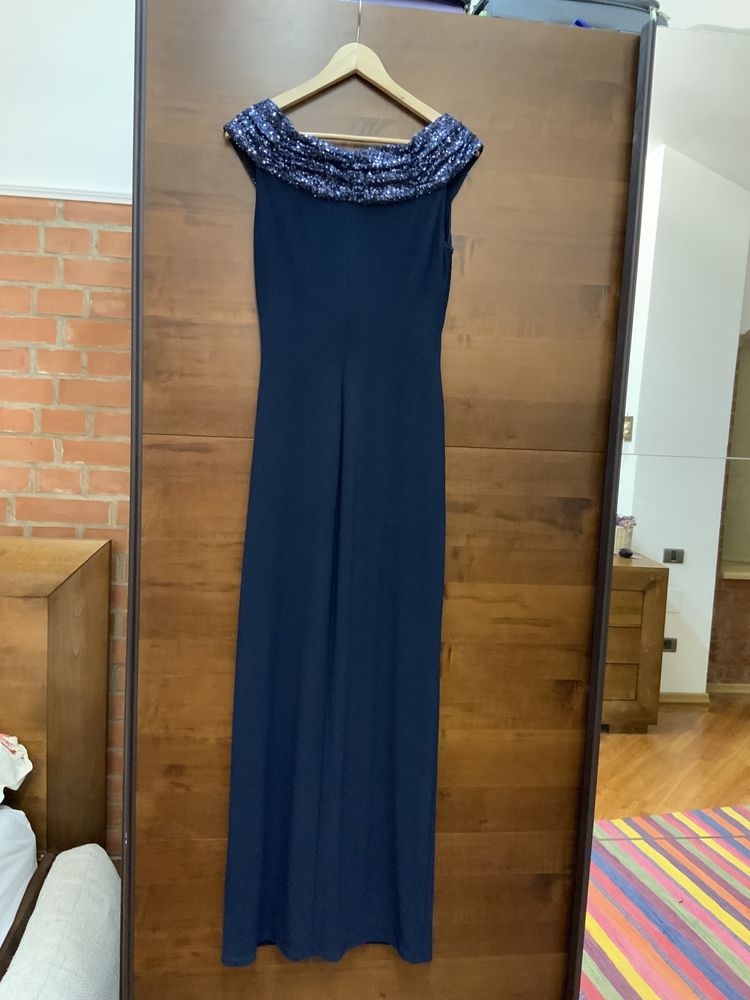 Rochie lunga de seara Ralph Lauren culoare mov cu paiete