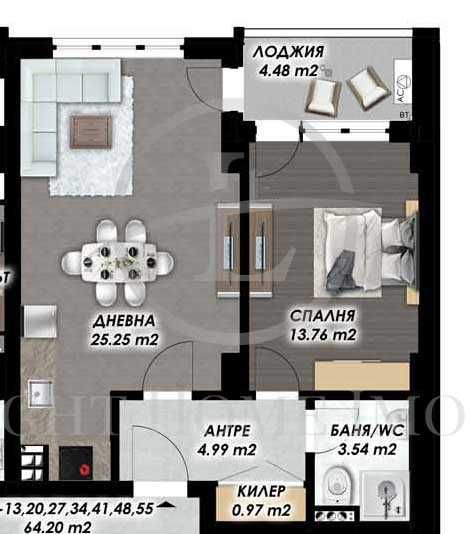 Реф. 3143 Двустаен Апартамент / Гагарин