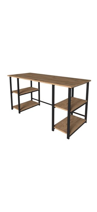Birou cu rafturi Elmas MS-01, stejar + negru