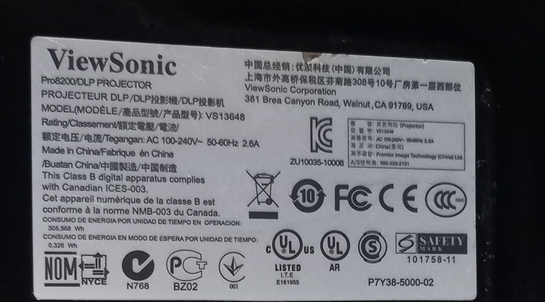 Проектор ViewSonic pro 8200