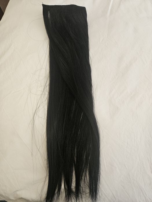 Естествена коса един широк ред 25см. Двоен. 50гр. Черен