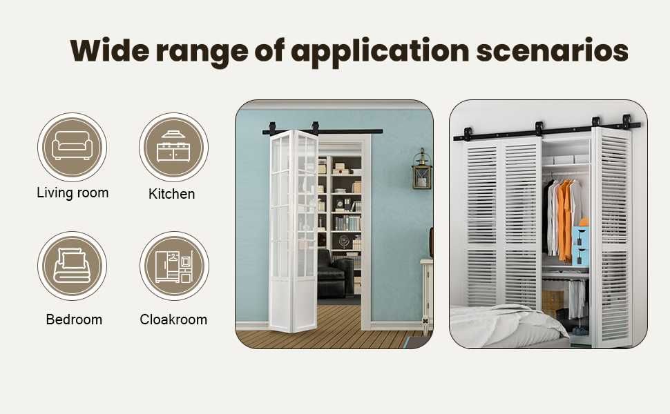 HOCONNIE Комплект за 4 двустранно сгъваеми плъзгащи се врати за плевня