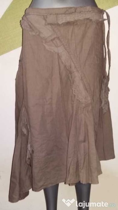 Fuste Funky asimetrice din IN bej negru brodat petice macrame franjuri