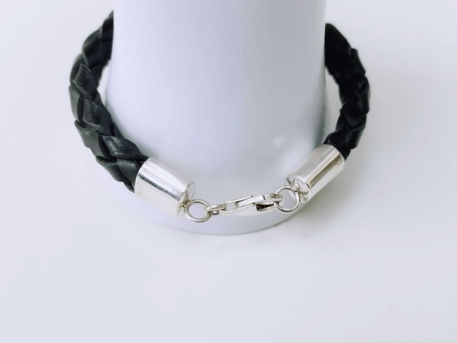 Bratara barbateasca piele împletita, si argint masiv 925