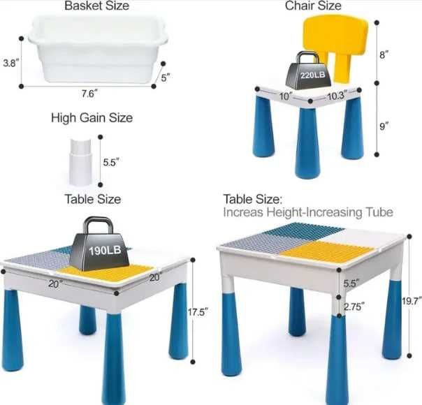 Игровой лего стол с двумя стульями для детей ;dm61