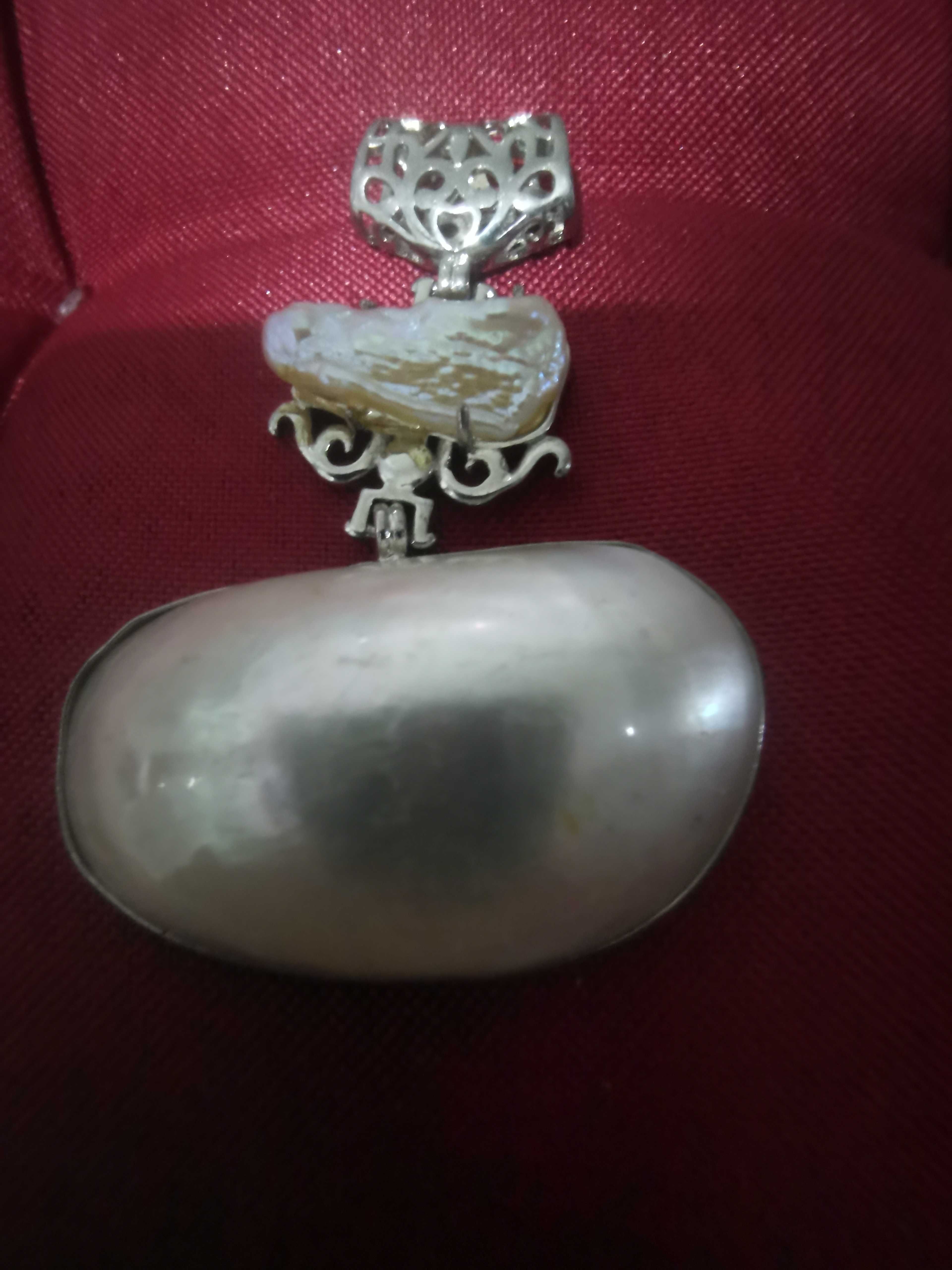 Pandant perla Mabe și perla baroc 6 cm lungime