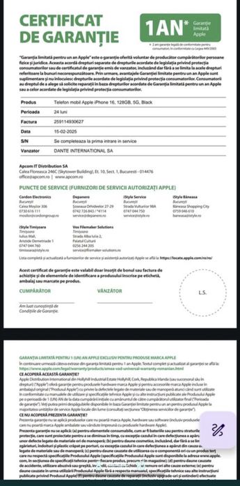 iPhone 16, 100% baterie, garantie 2027, full box, ca nou !!!