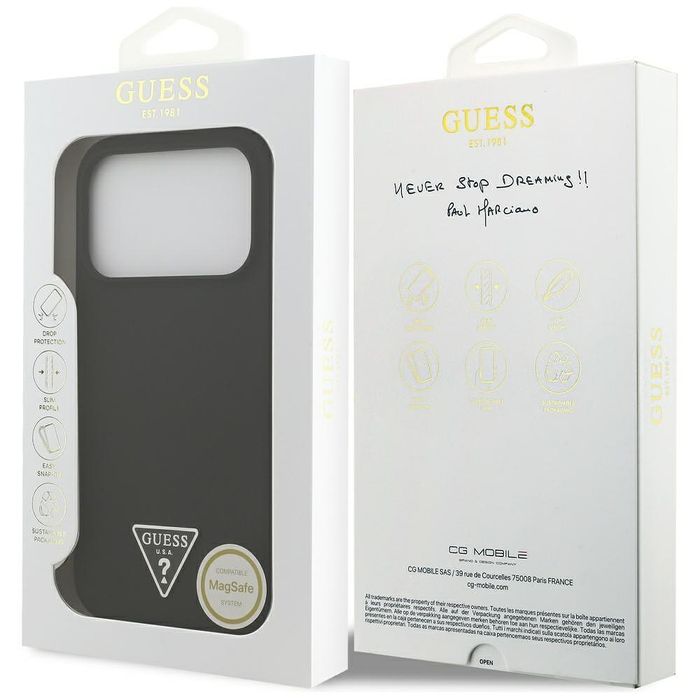 Калъф guess silicone triangle logo magsafe за iphone 17 pro в черен цв