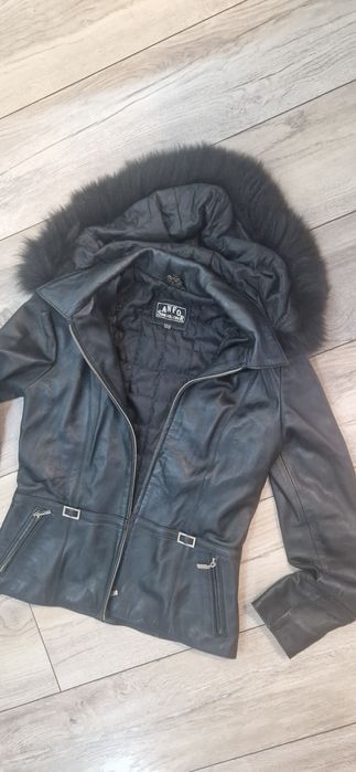 Зимно кожено яке с качулка, размер Л
