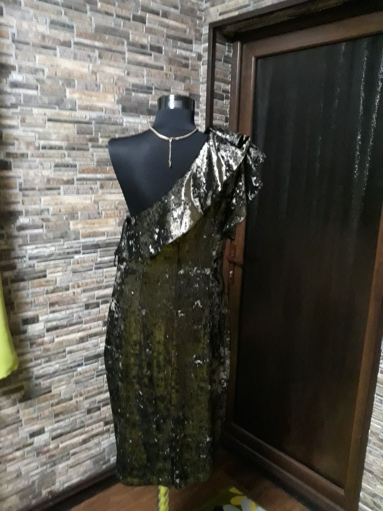 Rochie Badgley Mischka 40, catifea bronze, brand, firmă, lux,de ocazie