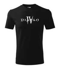 Tricou negru unisex Diablo 4, personalizat cu vinil alb